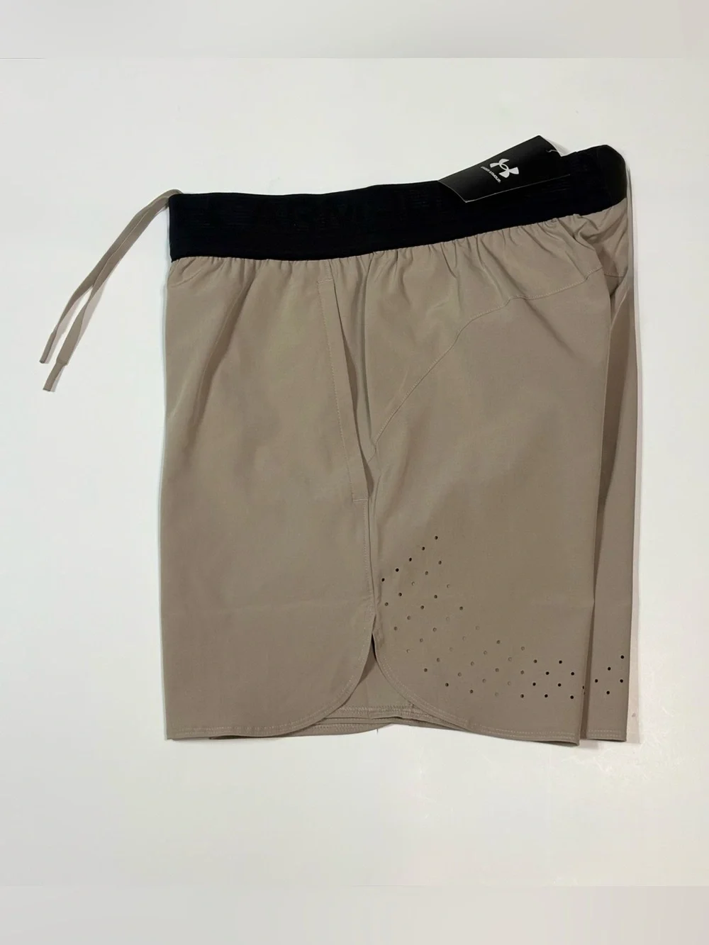 Under Armour Men's Sandstone Athletic Shorts with Black Waistband